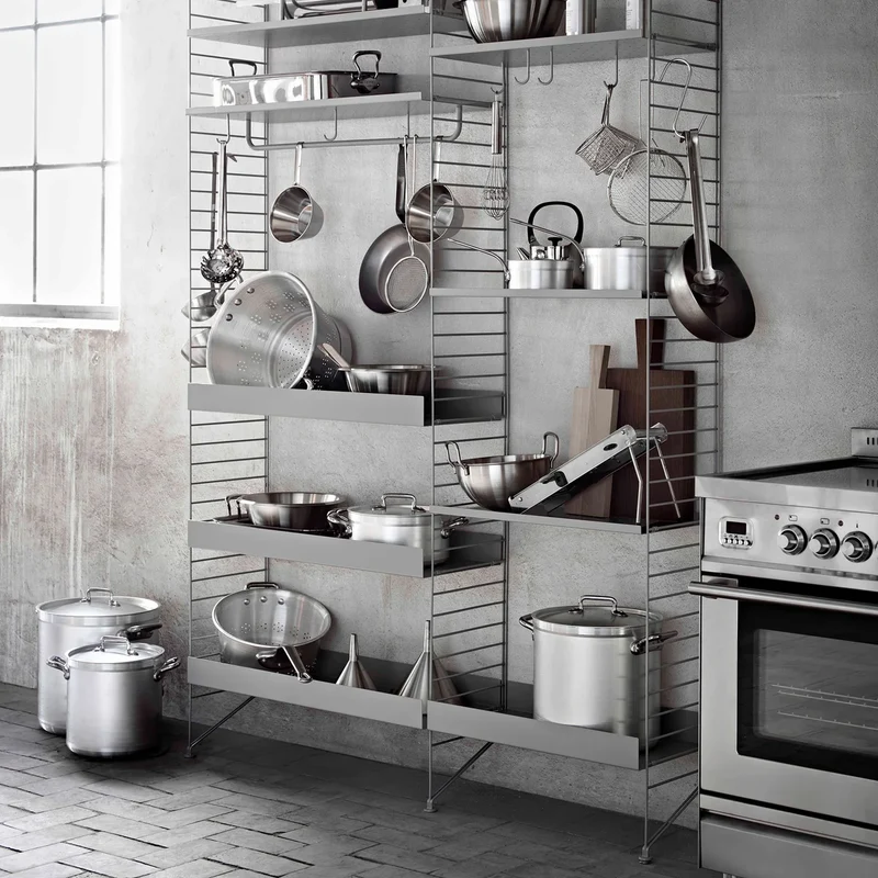B-Ware String Stange Kleiderstange Garderobe Metallboden schwarz SIEHE TEXT/FOTO