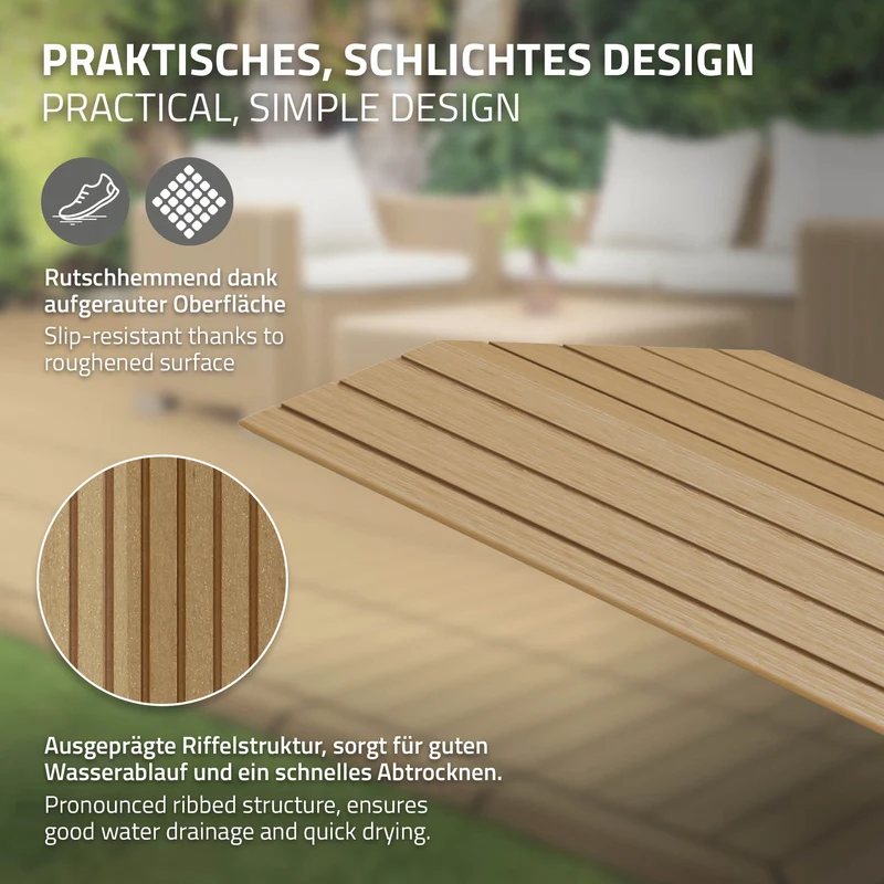 WPC Abschlussleiste 38x2x7,5 cm für WPC Bodenfliese Ecke links Teak ML-Design