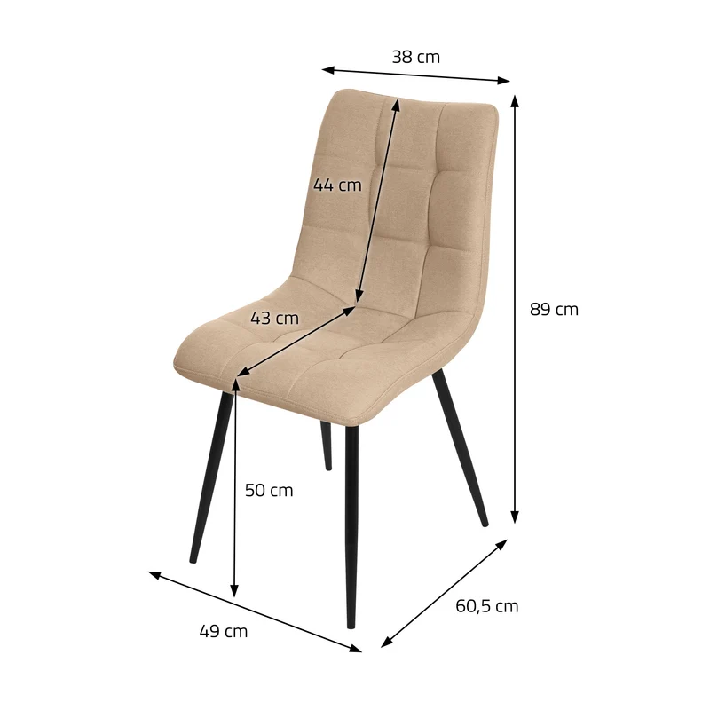 Esszimmerstühle 4er Set Hellbraun Küchenstuhl mit Polyesterbezug und Stahlbeinen ML-Design
