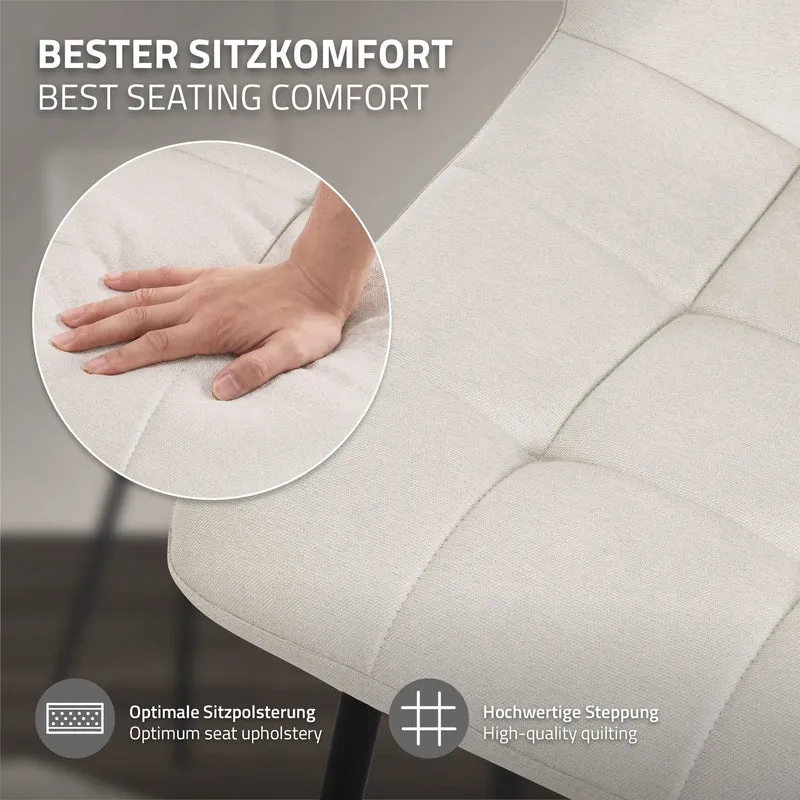 Esszimmerstühle 6er Set Beige Küchenstuhl mit Polyesterbezug und Stahlbeinen ML-Design
