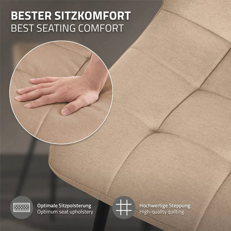 Esszimmerstühle 6er Set Hellbraun Küchenstuhl mit Polyesterbezug und Stahlbeinen ML-Design