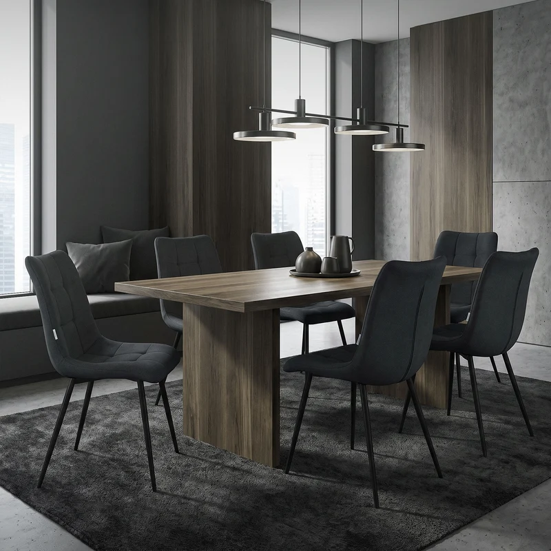 Esszimmerstühle 6er Set Anthrazit Küchenstuhl mit Polyesterbezug und Stahlbeinen ML-Design