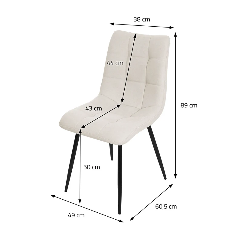 Esszimmerstühle 4er Set Beige Küchenstuhl mit Polyesterbezug und Stahlbeinen ML-Design