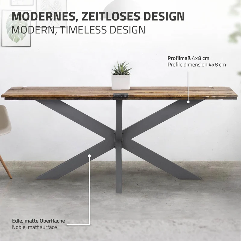 Tischbeine Tischgestell Spider 78 x 71 x 150 cm Anthrazit aus Metall ML-Design