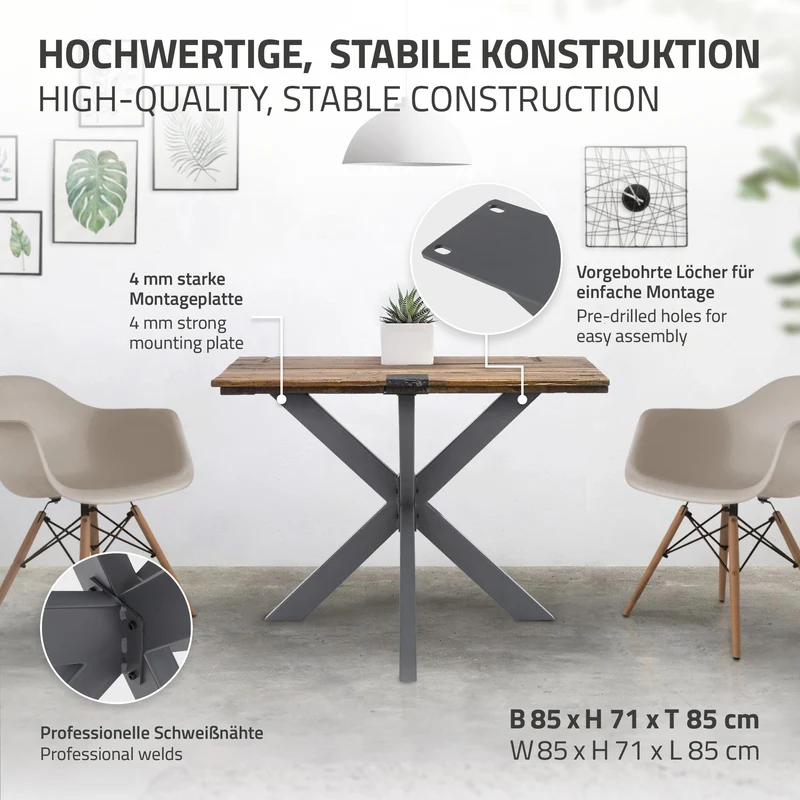 Tischbeine Tischgestell Spider 85 x 71 x 85 cm Anthrazit aus Metall ML-Design