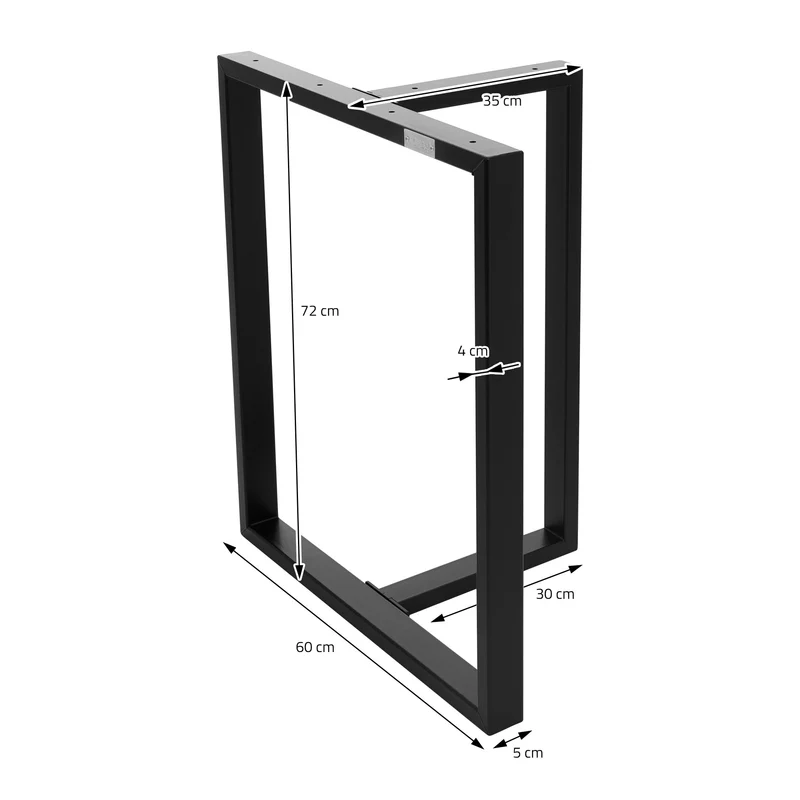 2er Set Tischgestell B60xH72 cm in T-Form Metall Schwarz ML-Design