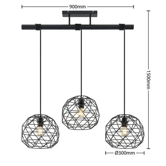 B-Ware Lindby Paridimo Hängelampe Hängeleuchte Pendellampe Lampe Leuchte Stahl 3 flg.