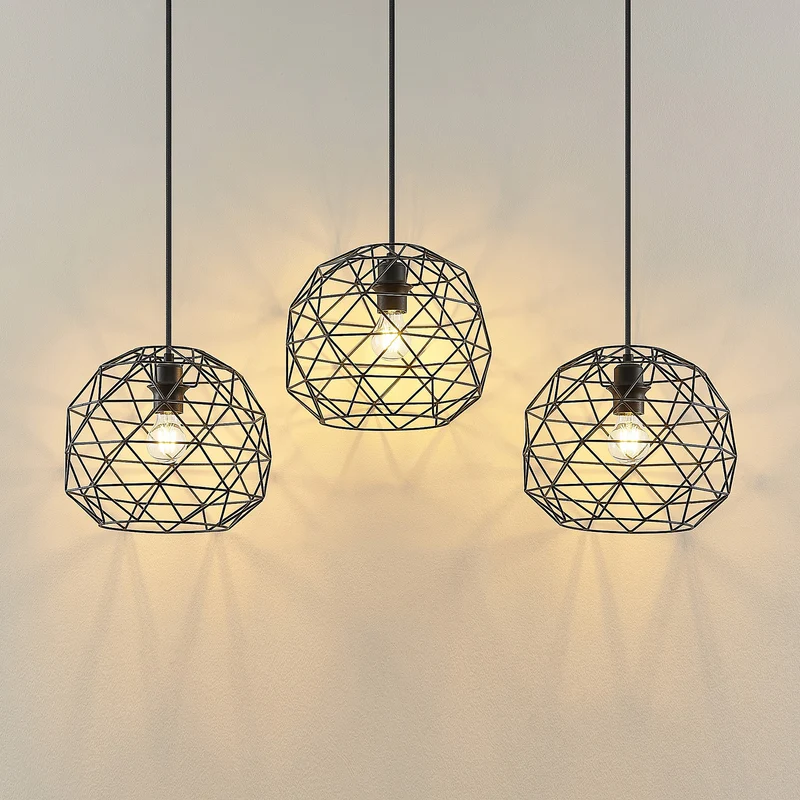 B-Ware Lindby Paridimo Hängelampe Hängeleuchte Pendellampe Lampe Leuchte Stahl 3 flg.
