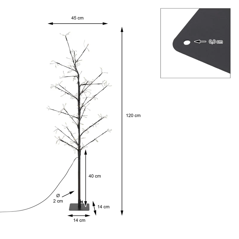 LED Weihnachtsdeko Baum 120 cm mit 240 Warmweißen LEDs
