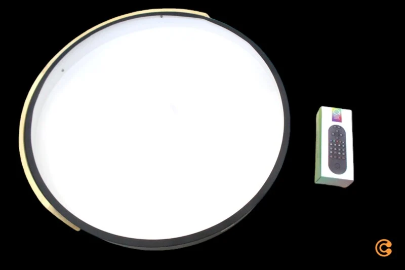 B-Ware Q Smart Home Deckenlampe Deckenleuchte LED schwarz eiche Holz Q BILA Wohnzimmer