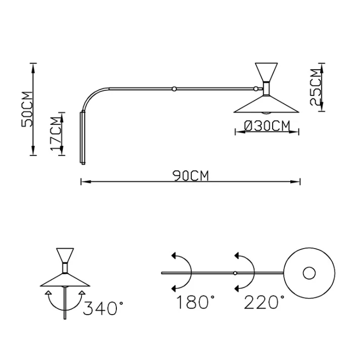 B-Ware Nemo Lampe de Marseille Wandleuchte kalk weiß/matt/LxH 166x80cm/ohne Leuchtm.