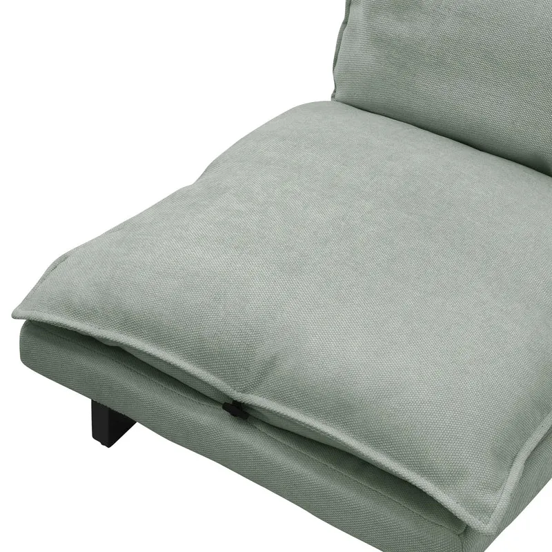 Bodenstuhl Grau-Grün Bodensessel gepolstert verstellbare Rückenlehne Leinenbezug robustes Stahlgestell ML-Design