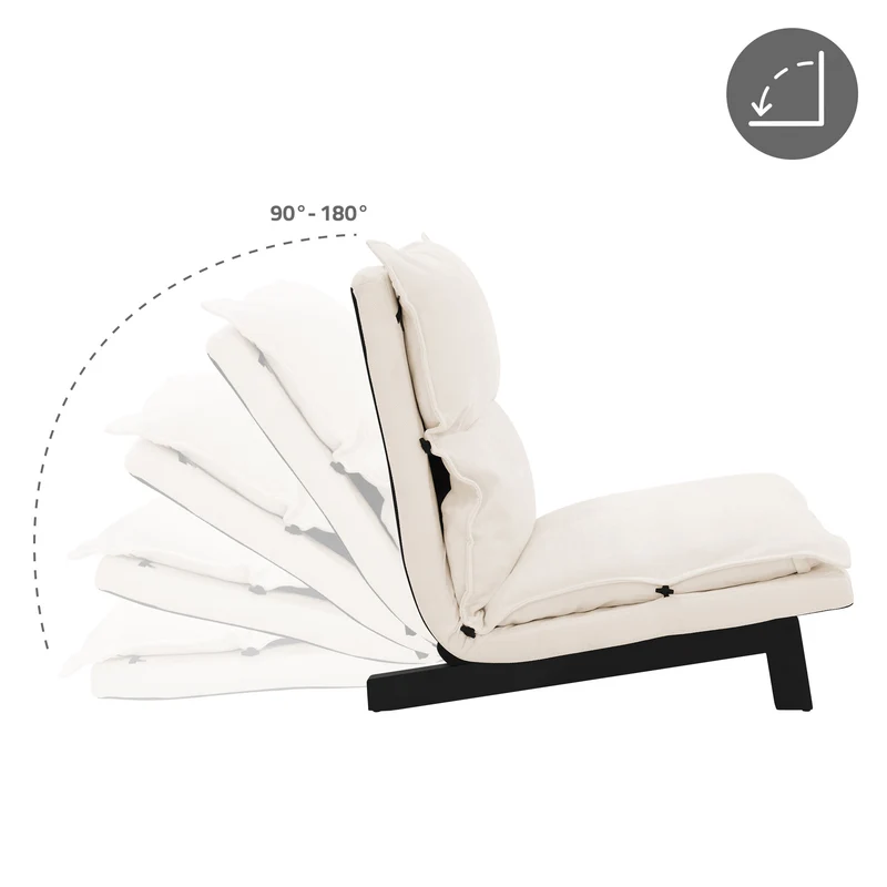 Bodenstuhl Beige Bodensessel gepolstert mit verstellbarer Rückenlehne Leinenbezug robustes Stahlgestell ML-Design