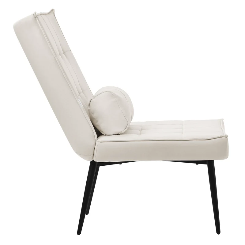 ML-DESIGN | Sessel mit Lendenkissen 79x100x97 cm aus Kunstleder Creme Relaxsessel Loungesessel bequem Retro Lesesessel Polstersessel für Wohnzimmer