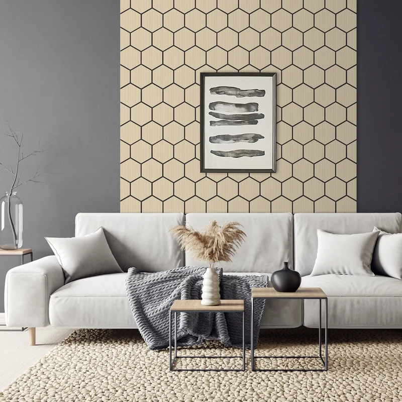 2er Set Akustikpaneele für 1m² Eiche Wandpaneele Hexagon Schalldämmung ML-Design