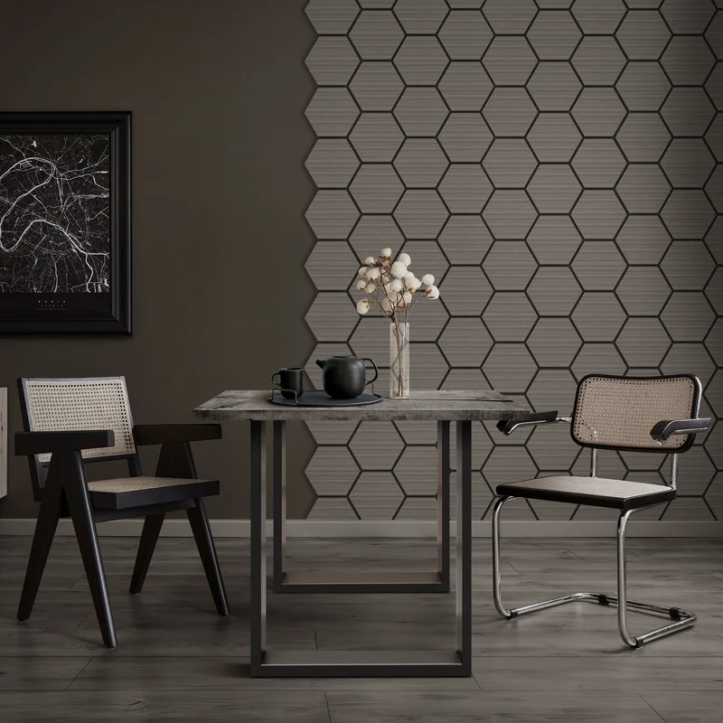 2er Set Akustikpaneele für 1m² Grau Wandpaneele Hexagon Schallabsorber Schalldämmung ML-Design