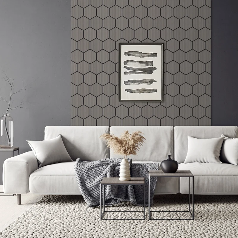 2er Set Akustikpaneele für 1m² Grau Wandpaneele Hexagon Schallabsorber Schalldämmung ML-Design