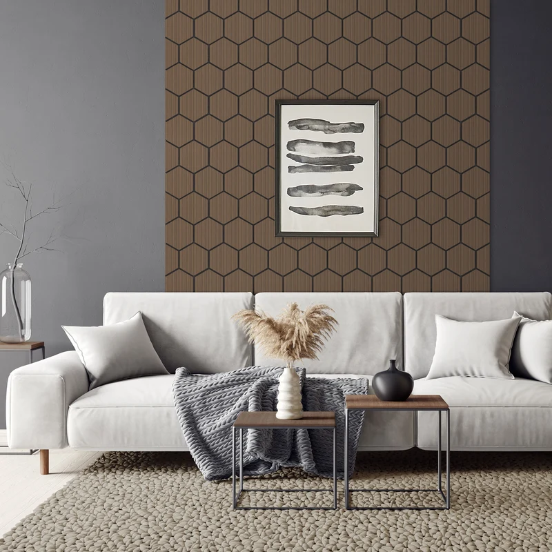 2er Set Akustikpaneele für 1m² Braun Wandpaneele Hexagon Schallabsorber Schalldämmung ML-Design