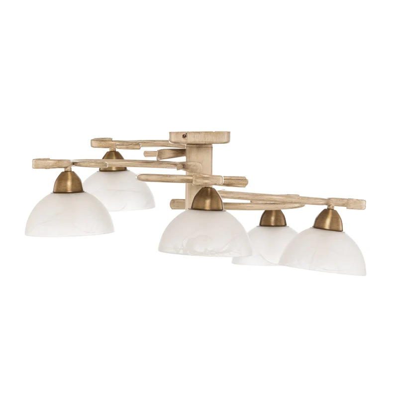 B-Ware Deckenlampe Flora fünf Glasschirme weiß messing Deckenleuchte Lampe Leuchte Spot