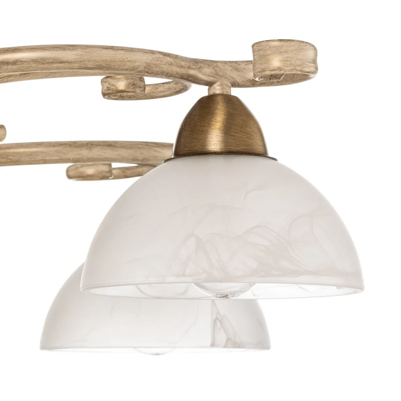B-Ware Deckenlampe Flora fünf Glasschirme weiß messing Deckenleuchte Lampe Leuchte Spot