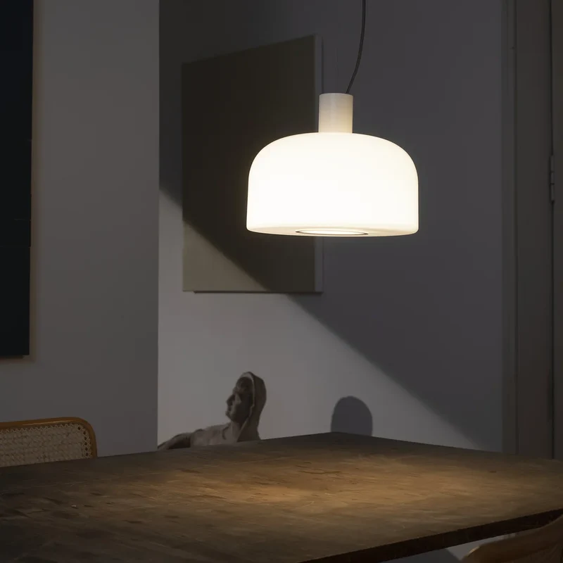 B-Ware Flos Pendelleuchte Hängelampe Bellhop Glas Schokoladenbraun Opalglas Aluminium