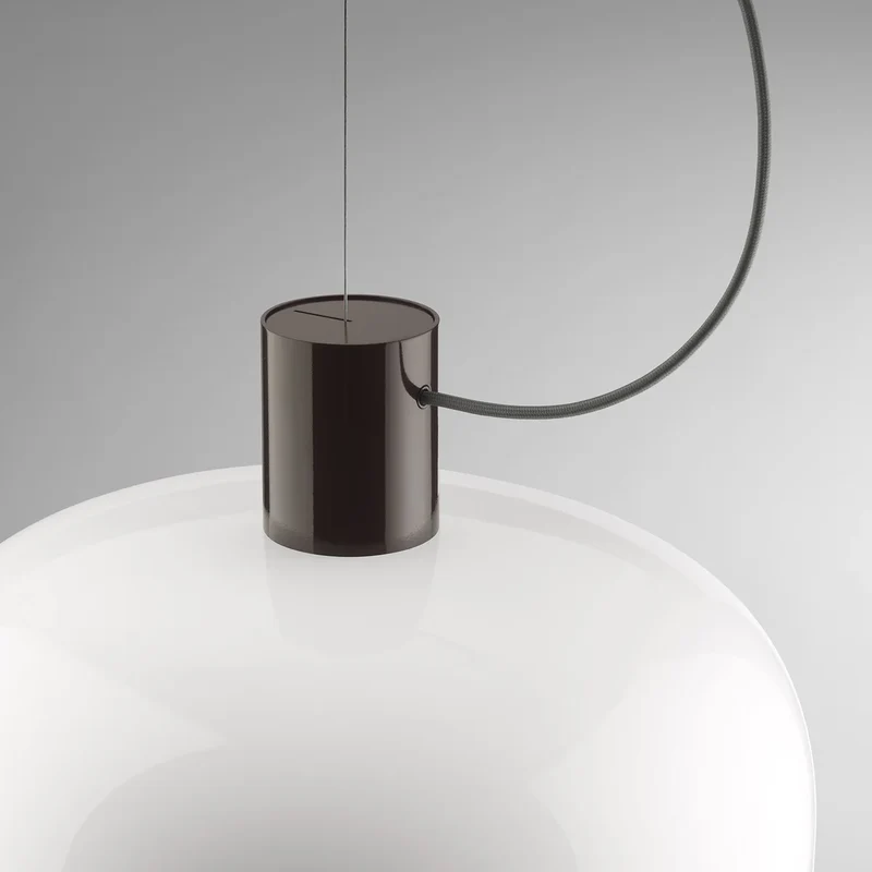 B-Ware Flos Pendelleuchte Hängelampe Bellhop Glas Schokoladenbraun Opalglas Aluminium