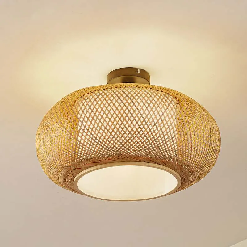 B-Ware Lindby Deckenleuchte Romaine Bambus natur Ø50cm Lampe Leuchte SIEHE TEXT/FOTO