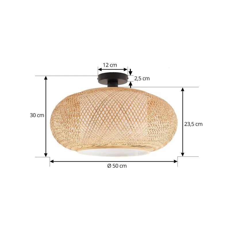 B-Ware Lindby Deckenleuchte Romaine Bambus natur Ø50cm Lampe Leuchte SIEHE TEXT/FOTO