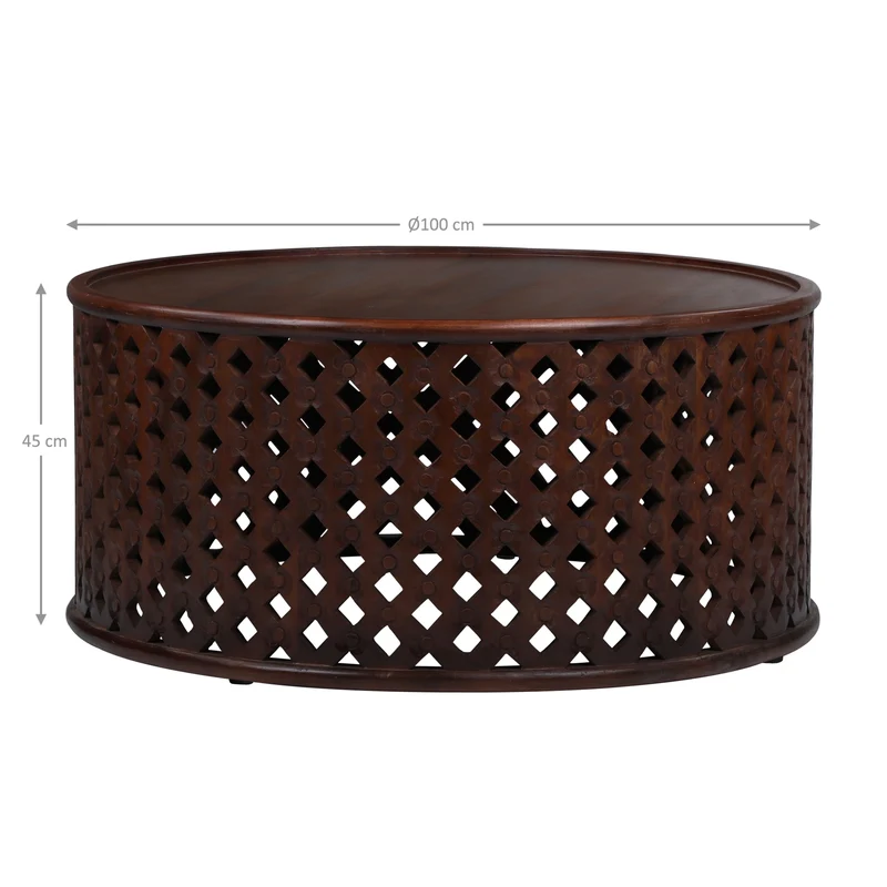 Couchtisch Ø 100x45 cm Braun aus Mangoholz WOMO-Design