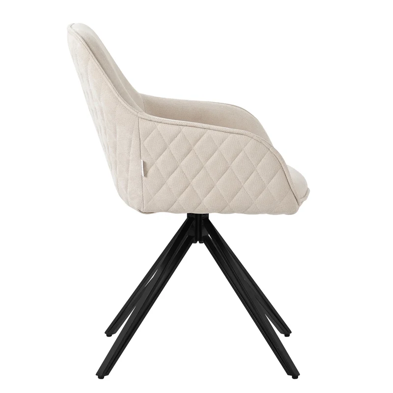B-Ware Esszimmerstuhl drehbar Creme aus Textil Webstoff mit Rücken- und Armlehne ML-Design