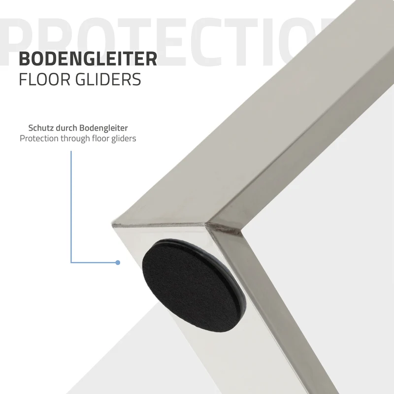 B-Ware Tischbeine Tischgestell 2er Set U-Design schräg 75x72 cm Silber aus Edelstahl ML-Design
