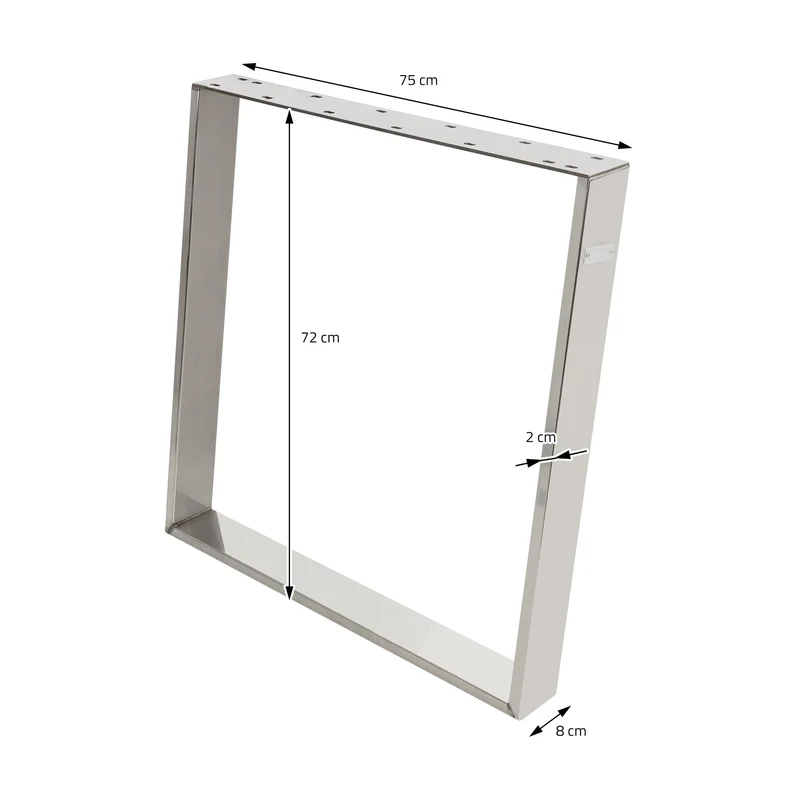 B-Ware Tischbeine Tischgestell 2er Set U-Design schräg 75x72 cm Silber aus Edelstahl ML-Design