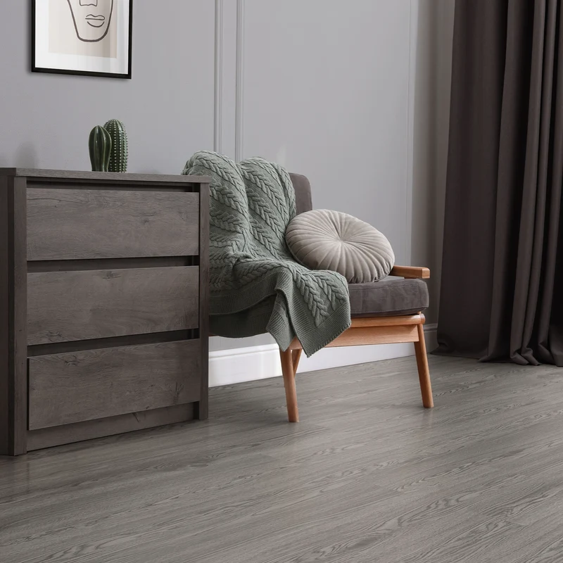 Deluxe PVC Klebevinylboden für 2,23 m² Eiche Grau 2 mm dick ML-Design