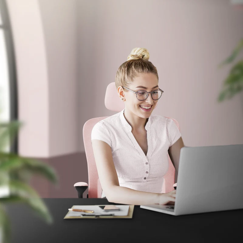 Ergonomischer Bürostuhl Rosa Netzgewebe mit verstellbarer Kopfstütze und Rollen ML-Design