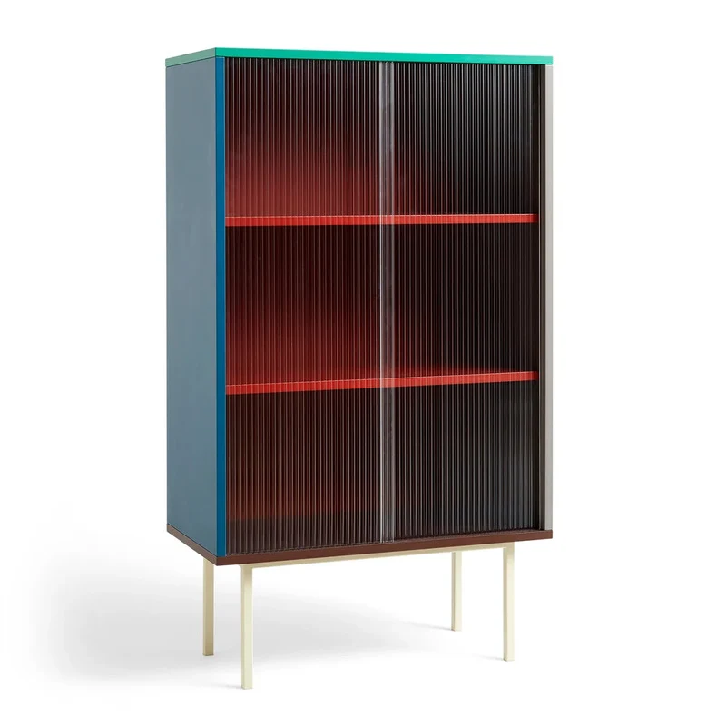 B-Ware HAY Colour Cabinet Schrank Vitrine Glastüren 130 x 75 cm mehrfarbig freistehend