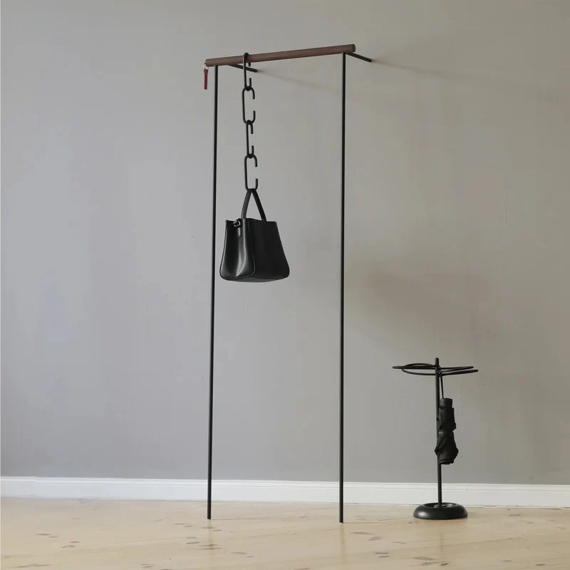 B-Ware Roomsafari Leanon Garderobe Kleiderständer Flur Nussbaum Schwarz Standmöbel