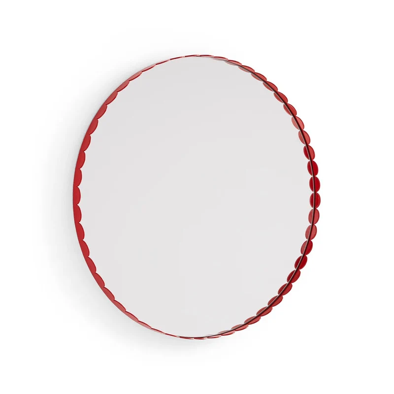 B-Ware HAY Arcs Spiegel Rund Wandspiegel Edelstahl Rahmen rot