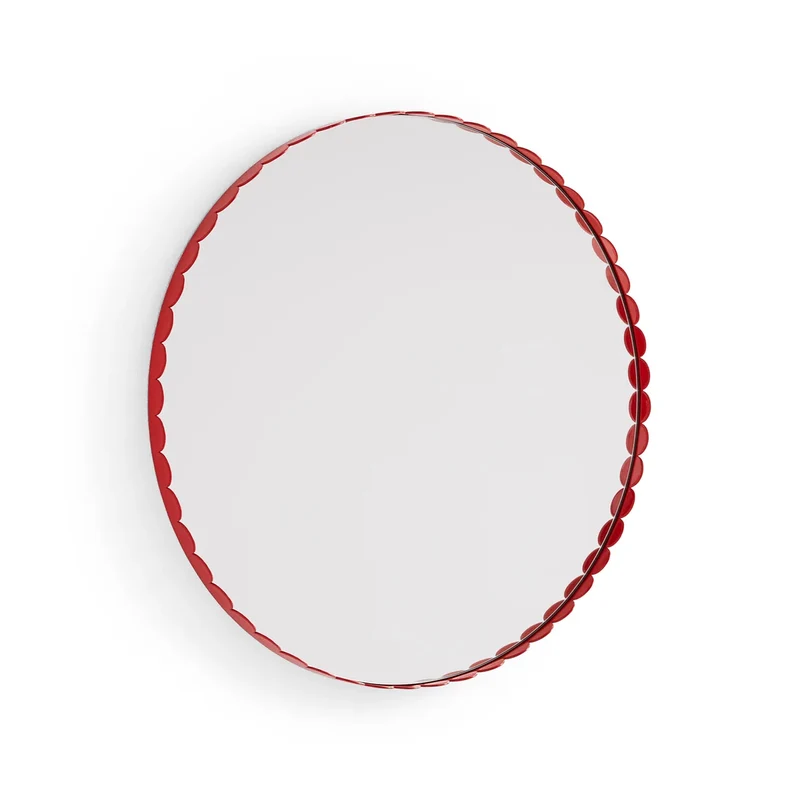 B-Ware HAY Arcs Spiegel Rund Wandspiegel Edelstahl Rahmen rot