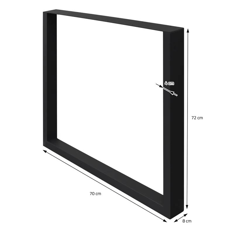 2x Tischbeine Tischkufen aus Vierkantprofilen 70x72 cm Schwarz, pulverbeschichtete Stahl