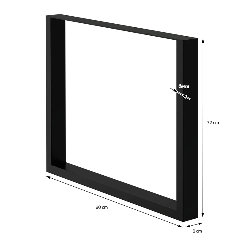 2x Tischbeine Tischkufen aus Vierkantprofilen 80x72 cm Schwarz pulverbeschichtete Stahl