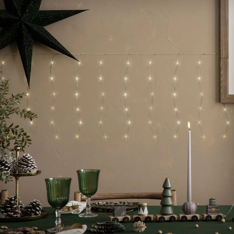 LED Lichtervorhang 3 m mit 120 LEDs Warmweiß IP44 Timer