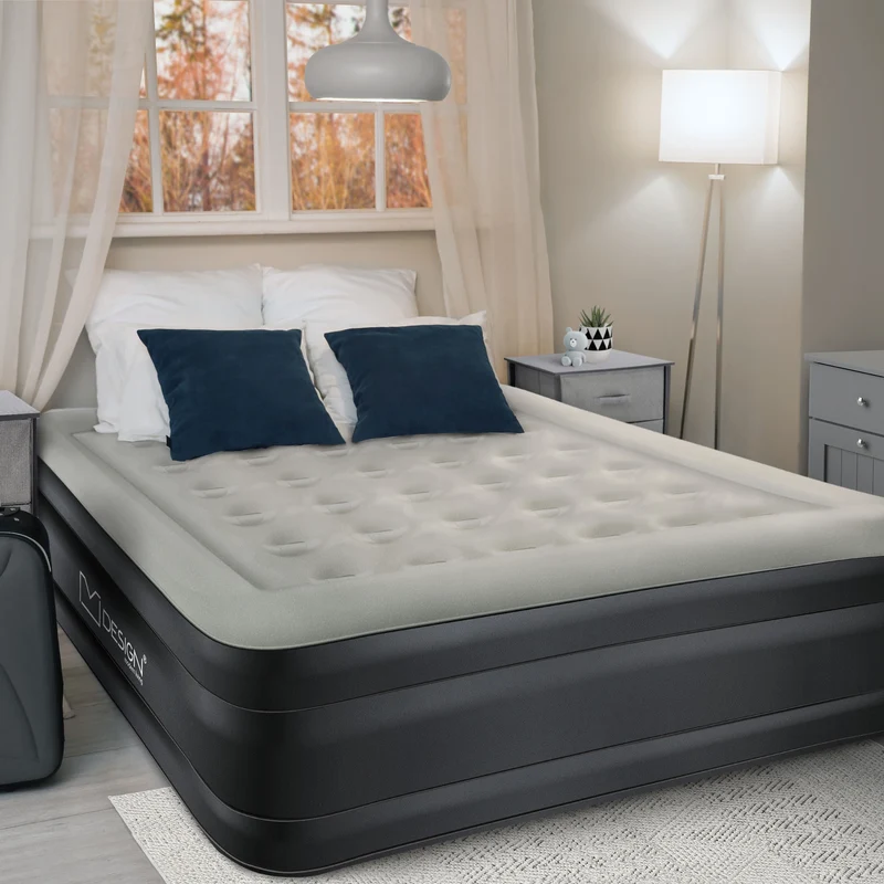 Luftmatratze Luftbett mit eingebauter Luftpumpe für 1 Person 196x97x47 cm Grau ML-Design