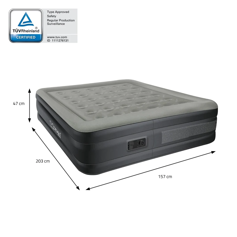 Luftmatratze Luftbett mit eingebauter Luftpumpe für 2 Personen 203x157x47 cm Grau ML-Design
