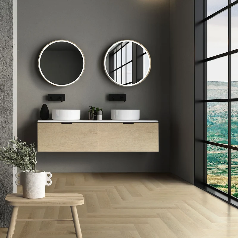 PVC Vinylboden Bodenbelag 2er Set à 20 Dielen 4,2mm für 1,56m² mit Klick-System Fischgräte Eiche natur ML-Design