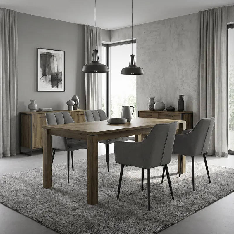 6er Set Esszimmerstuhl Dunkelgrau aus Frotteestoff mit dickem gepolsterter Sitz ML-Design