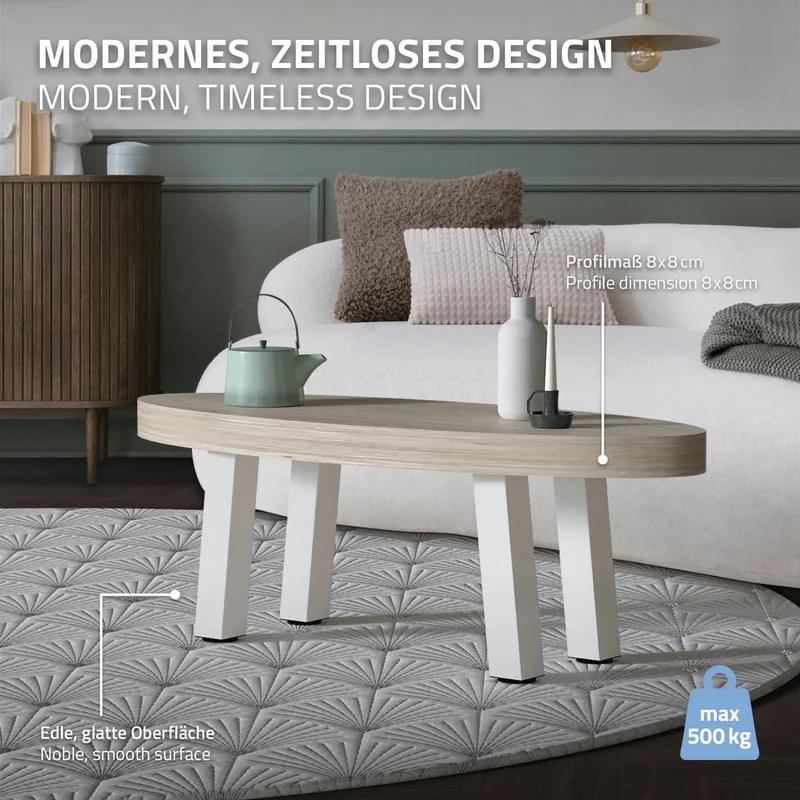 4er Set Tischbeine schräg H:42 cm Weiß glänzend aus Stahl eckig Profil 8x8 cm I-Form 96° Neigung ML-Design
