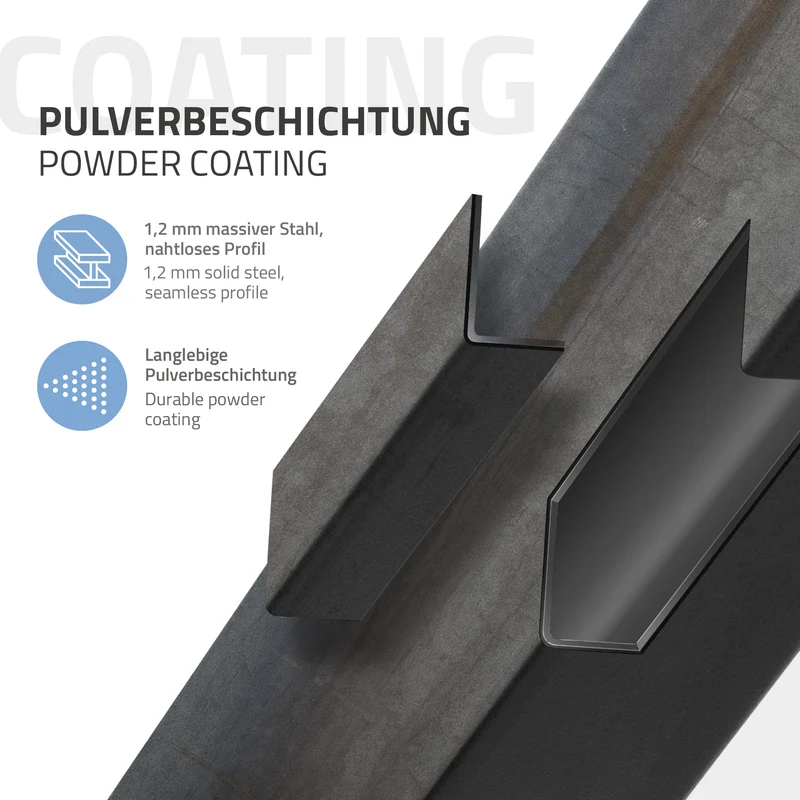 4er Set Tischbeine schräg H30 cm Optik Industrial Stahl Profil 8x8 cm I-Form 96° Neigung ML-Design