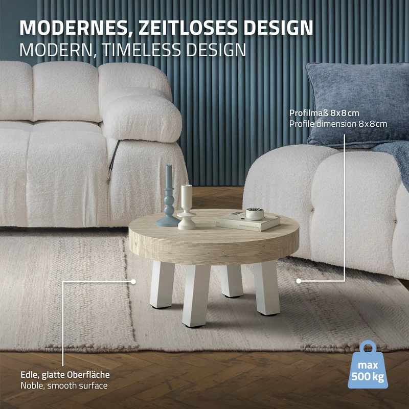 4er Set Tischbeine schräg H30 cm Weiß glänzend aus Stahl eckig Profil 8x8 cm I-Form 96° Neigung ML-Design