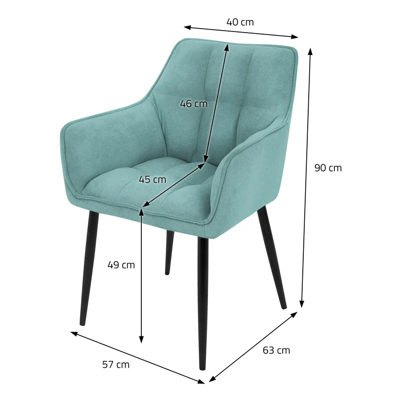 6er Set Esszimmerstuhl Petrol aus Frotteestoff mit dickem gepolsterter Sitz ML-Design
