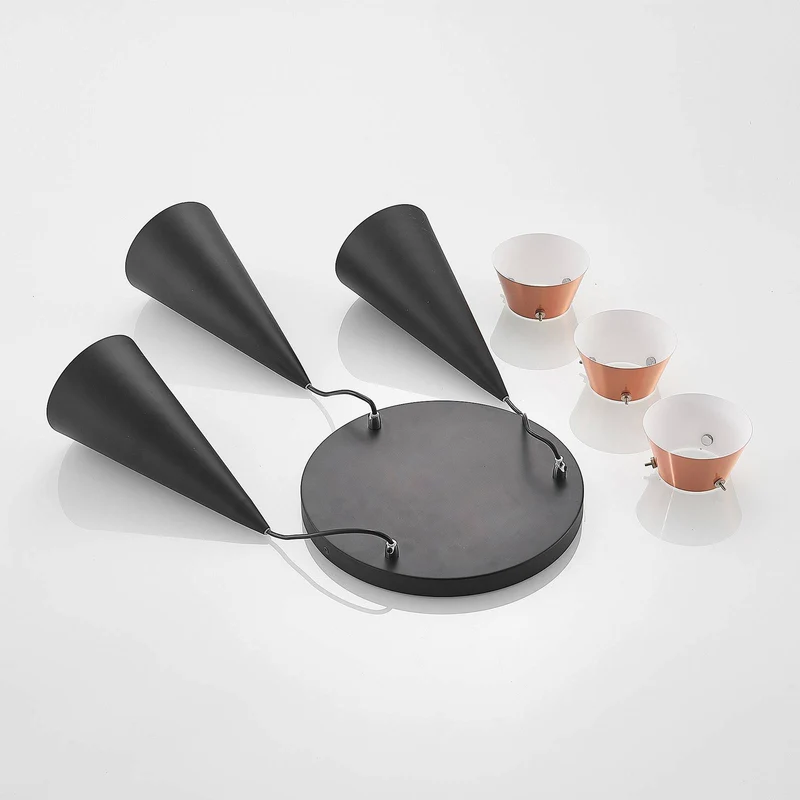 B-Ware Lucande Naoh Hängeleuchte Rondell Hängelampe Lampe Leuchte 3-flg. E27 schwarz151